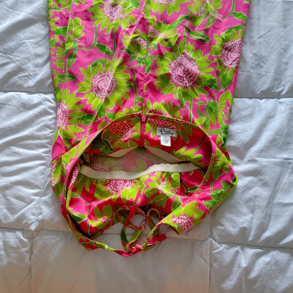Lilly summer green and pink dress with built in bra